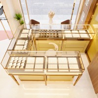 Thiết kế tiệm vàng hiện đại với hệ tủ MDF lõi xanh kết hợp kính cường lực 